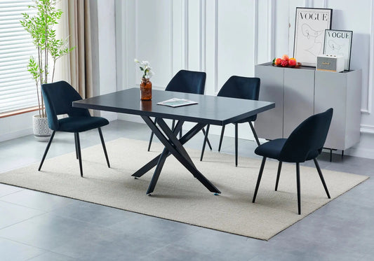 Table à manger 150 cm bois noir et 4 chaises | Koda