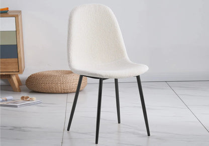 Ensemble table ronde noire et 4 chaises écru | Koda