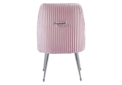 Ensemble table ronde marbre noir et 4 chaises roses | Koda
