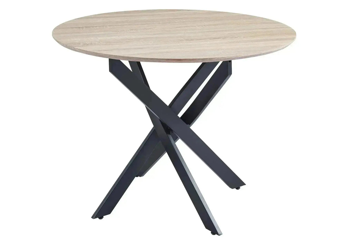 Ensemble table ronde et 4 chaises chêne écru | Koda