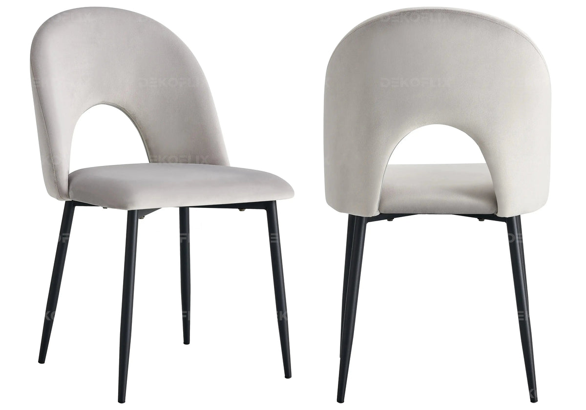 Ensemble table marbre noir et chaises grises | Zyra