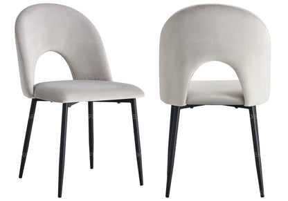 Ensemble table marbre noir et chaises grises | Zyra