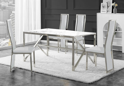 Lot de 6 chaises baroque croco blanc et chrome | Kora