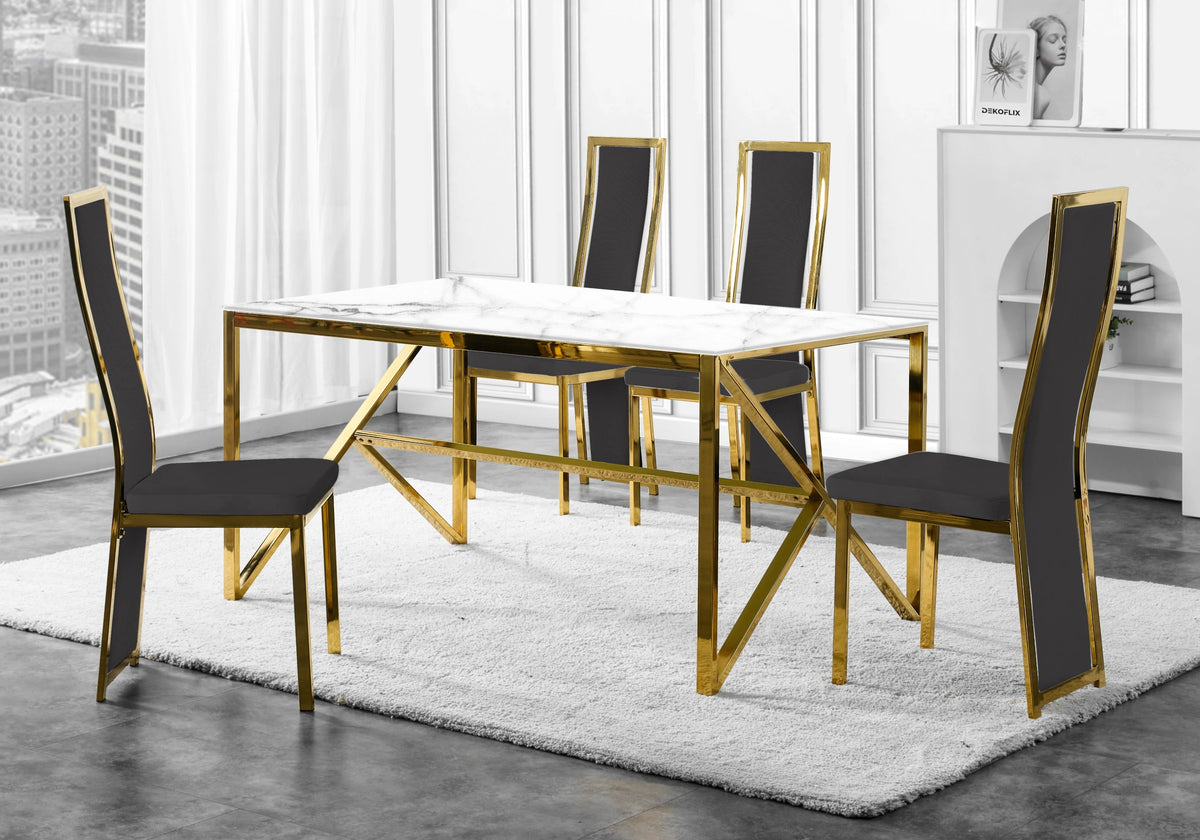Lot de 6 chaises en gris et pieds dorés | Kora