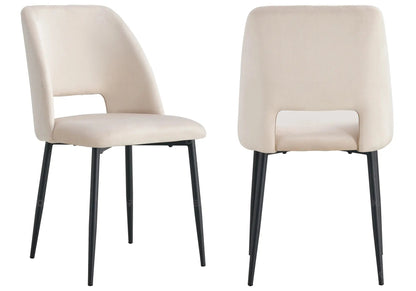 Ensemble table ronde chêne et 4 chaises beiges | Koda