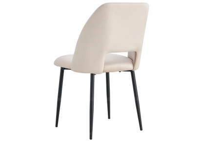 Ensemble table ronde chêne et 4 chaises beiges | Koda