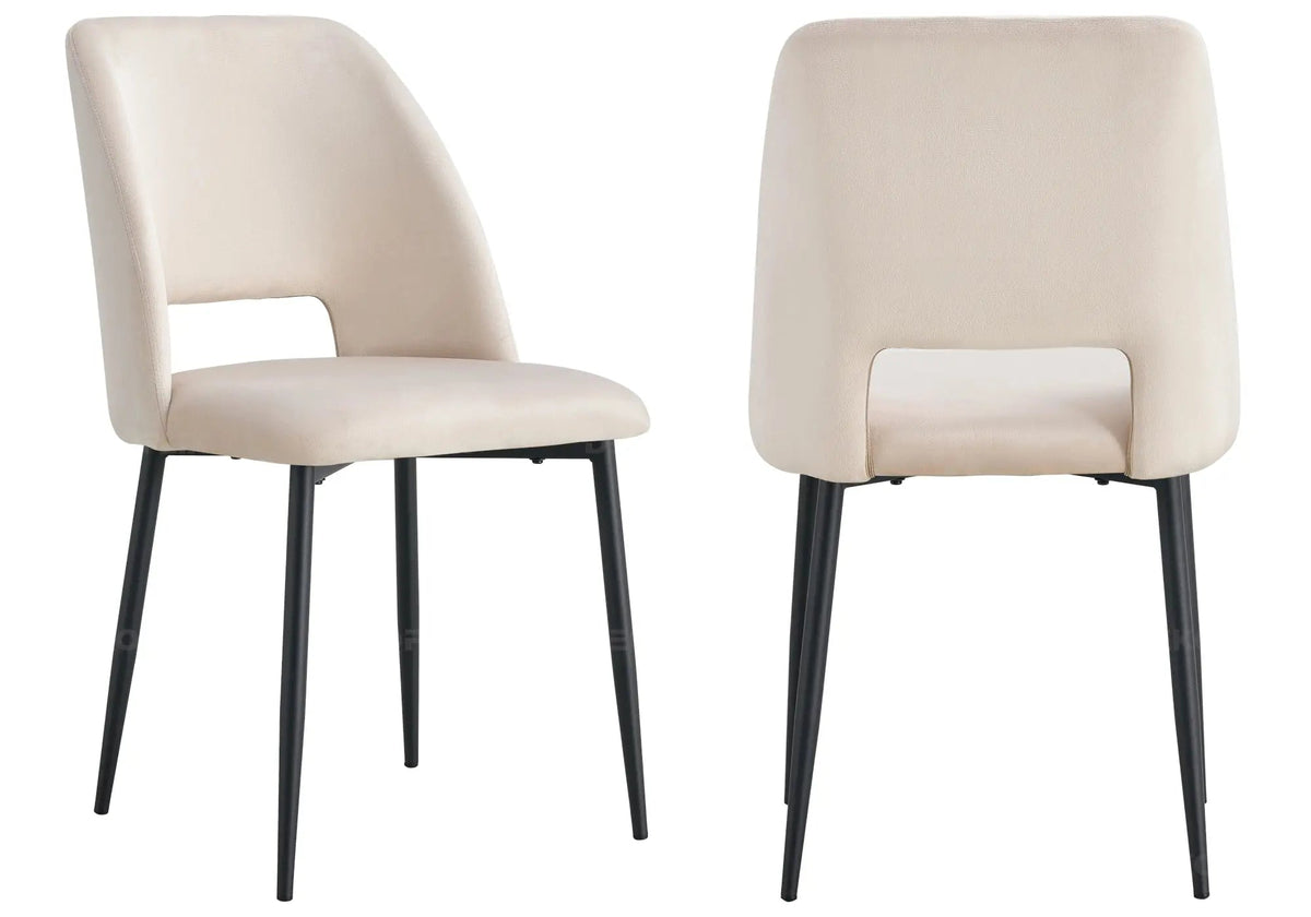 Ensemble repas table ronde noire et chaises beiges | Koda