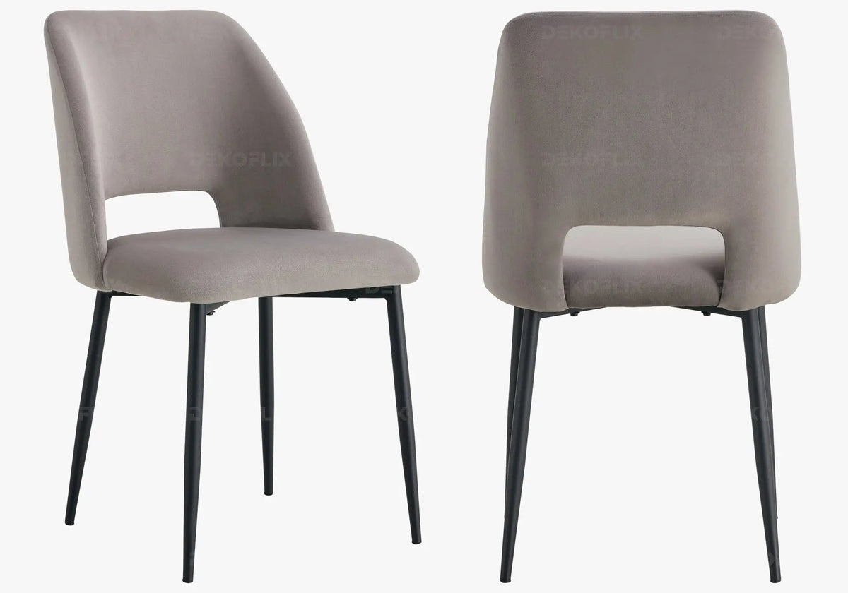 Ensemble table ronde noire et 4 chaises grises | Koda