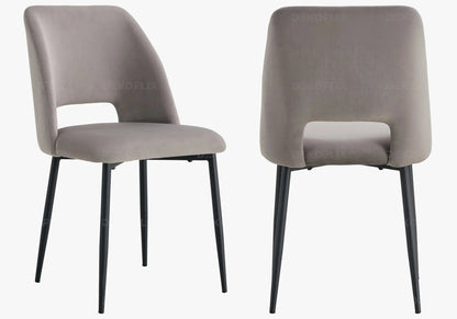 Ensemble table ronde noire et 4 chaises grises | Koda