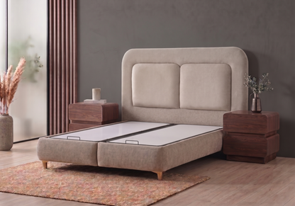 Ensemble lit coffre chenille taupe et matelas | Nexa