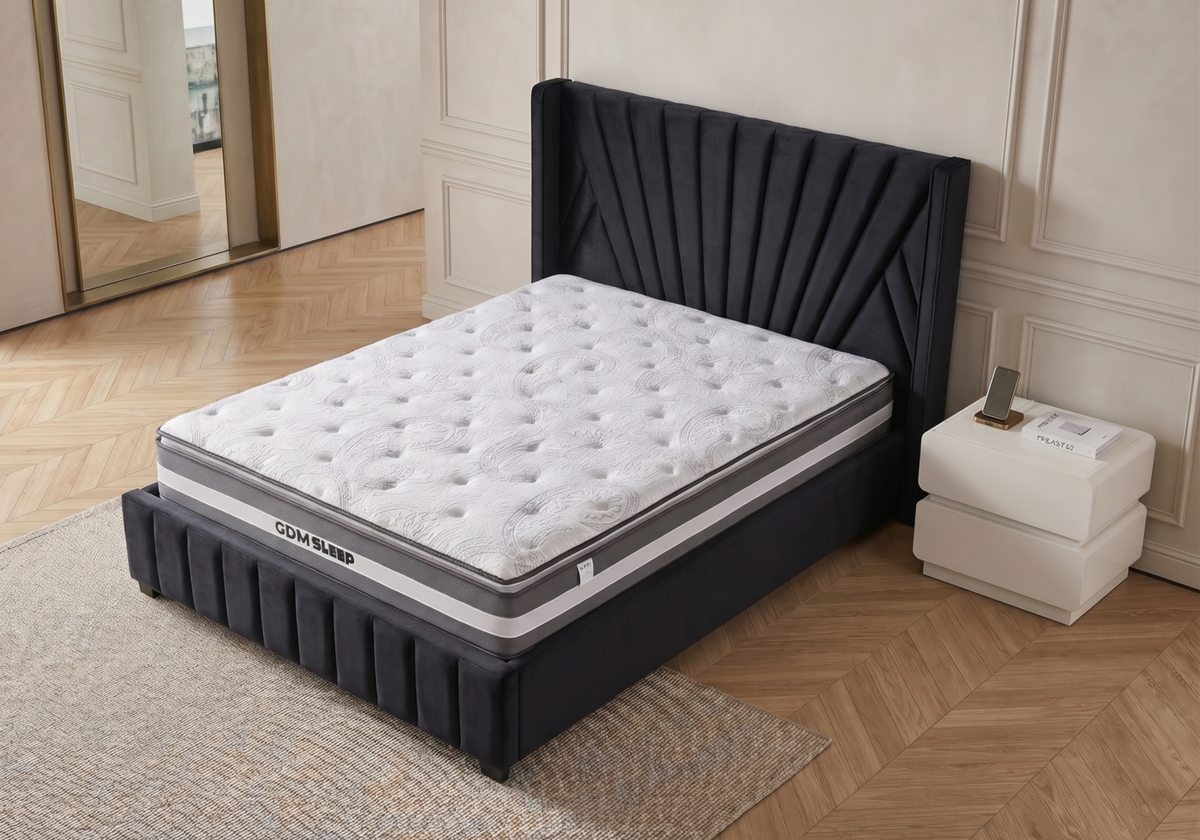 Ensemble lit en noir et matelas 7 zones | Kaelo