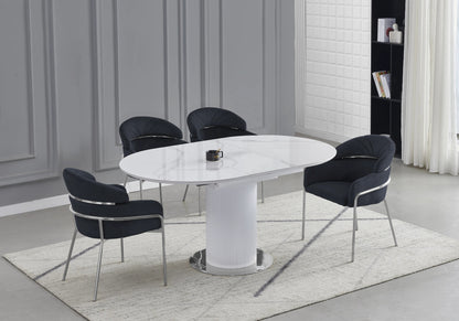 Lot de 4 chaises en noir et pieds argentés | Beda