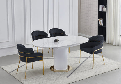 Lot de 4 chaises en noir et pieds dorés | Beda