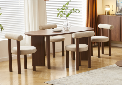 Ensemble table ovale et chaises noyer japandi | Zelor