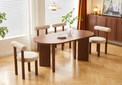 Ensemble table ovale et chaises noyer japandi | Zelor