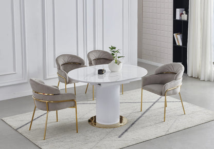 Lot de 4 chaises en taupe et pieds dorés | Beda