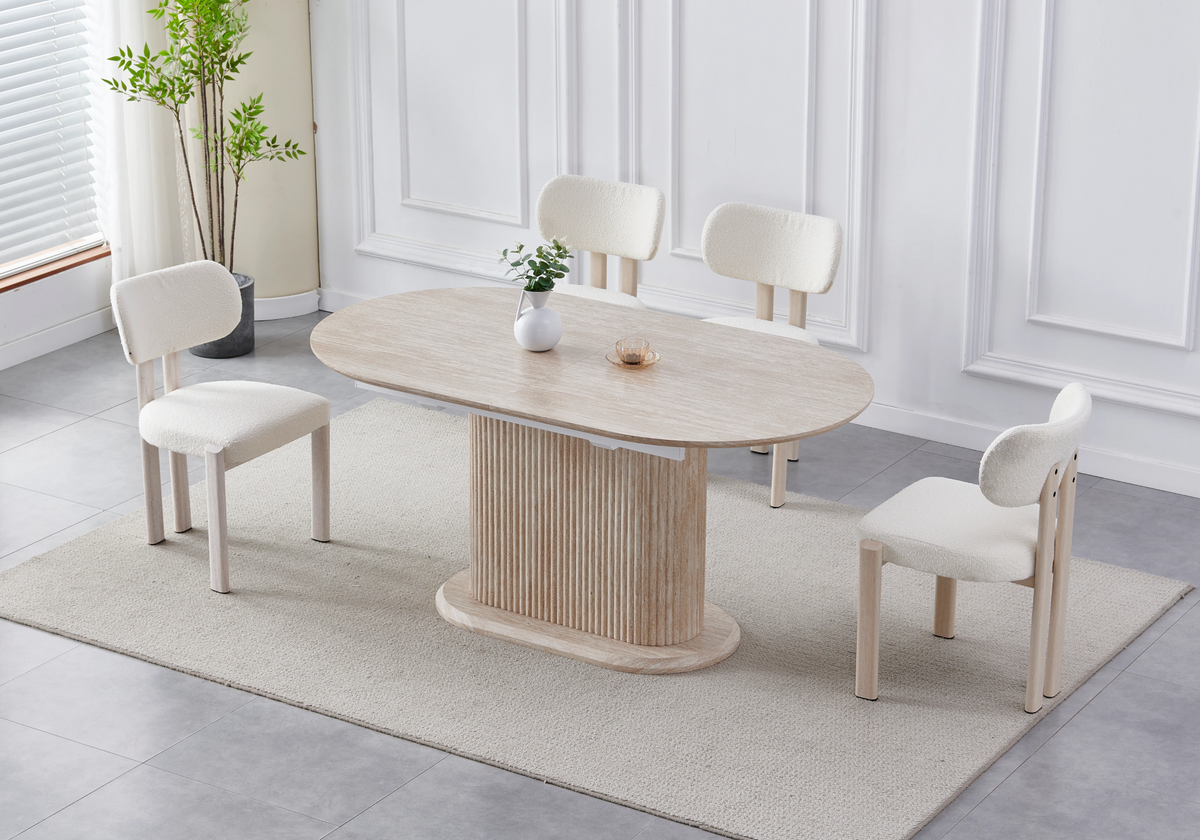 Table à manger extensible ovale effet travertin | Vexta