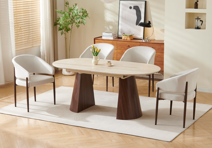 Table à manger extensible ovale travertin | Kaelo
