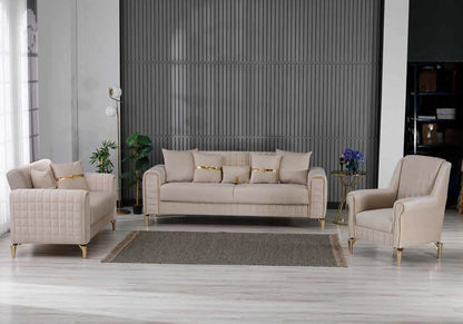 ensemble canapes 321 beige lit coffre atlas - Vue 1 - KOORIS