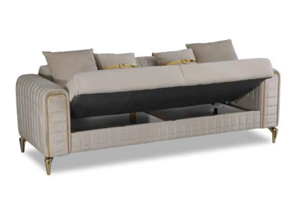 ensemble canapes 321 beige lit coffre atlas - Vue 2 - KOORIS