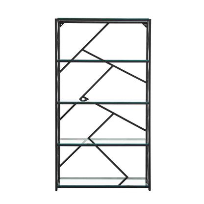 Étagère bibliothèque verre noir et métal | Zenvia