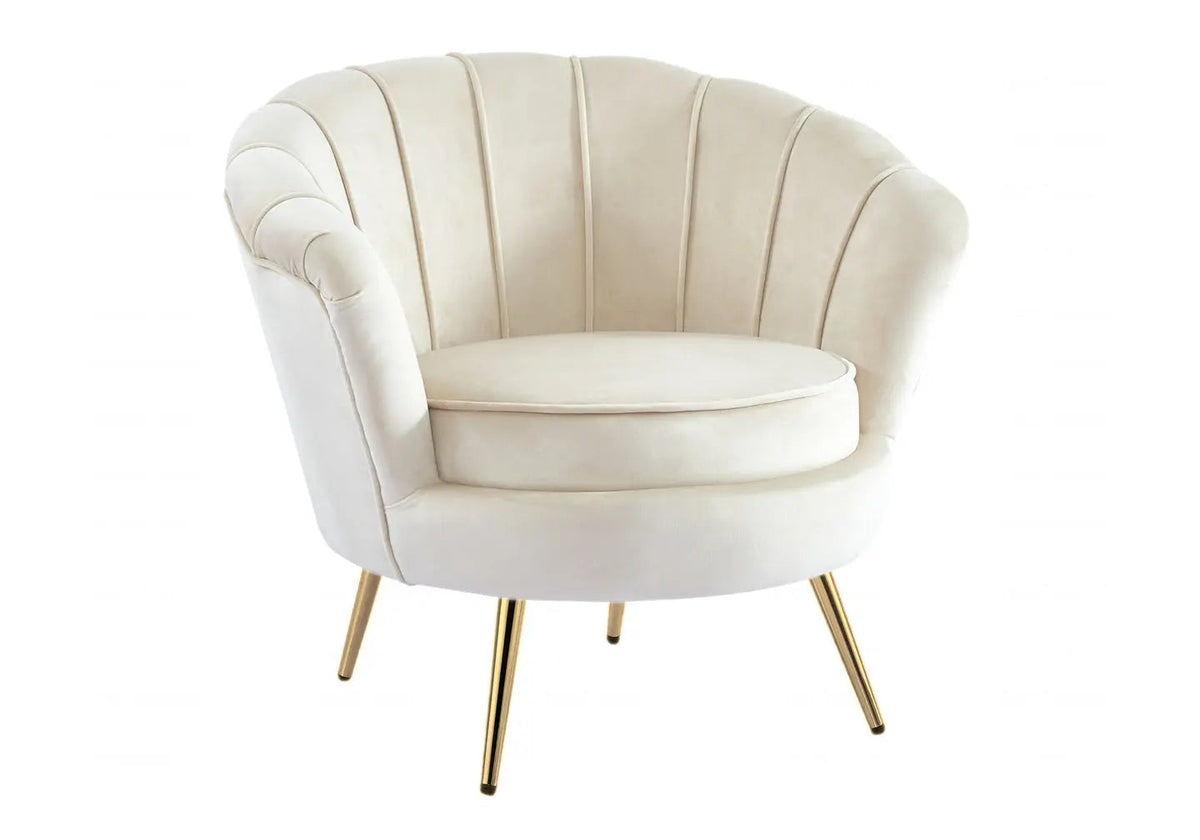 Fauteuil coquillage en beige et doré | Zelix