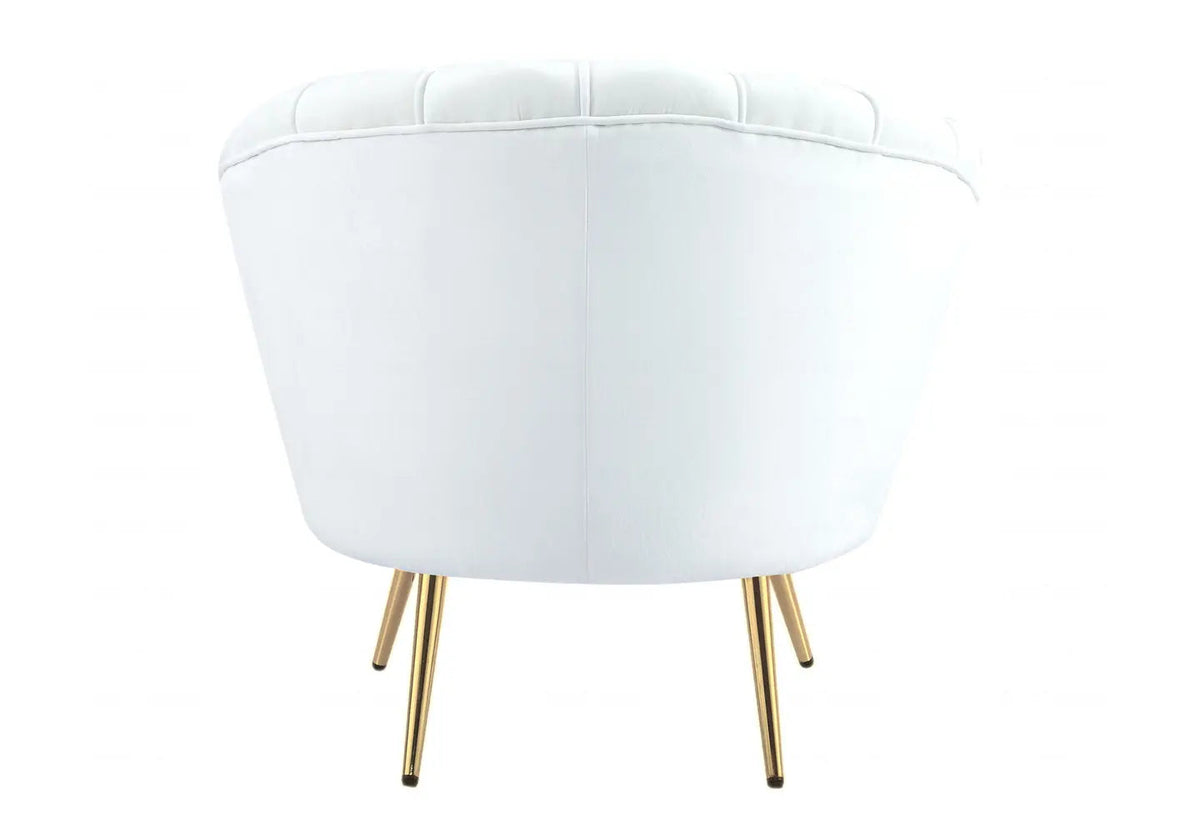 Fauteuil coquillage velours écru et pieds dorés | Zelix