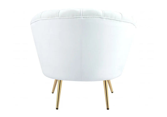 Fauteuil coquillage velours écru et pieds dorés | Zelix