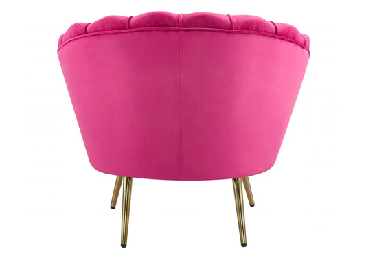 Fauteuil coquillage en fuchsia, pieds dorés | Zelix