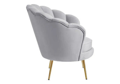Fauteuil coquillage en gris et pieds dorés | Zelix