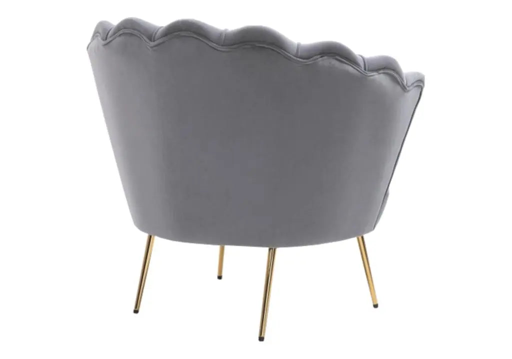 Fauteuil coquillage en gris et pieds dorés | Zelix