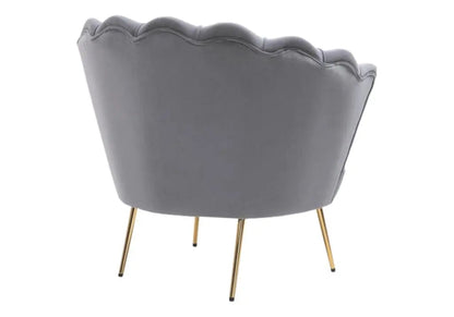 Fauteuil coquillage en gris et pieds dorés | Zelix