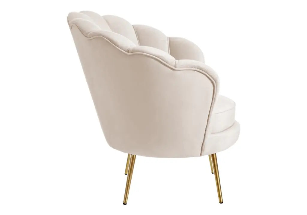 Fauteuil coquillage en moka et pieds dorés | Zelix