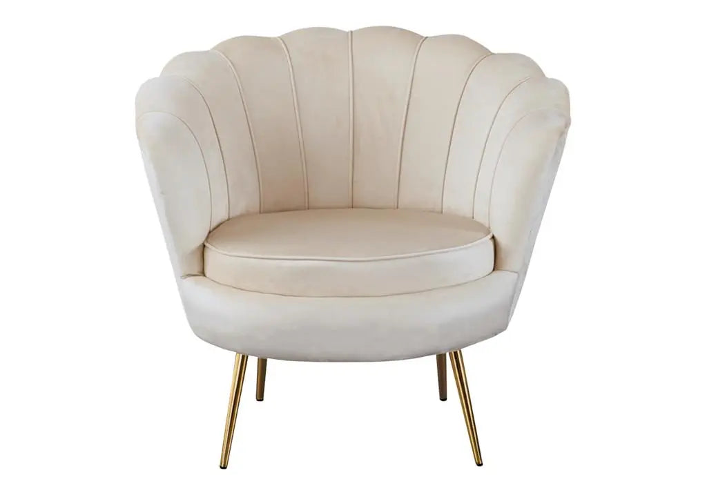 Fauteuil coquillage en moka et pieds dorés | Zelix