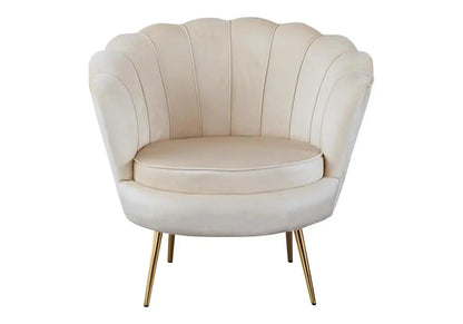 Fauteuil coquillage en moka et pieds dorés | Zelix