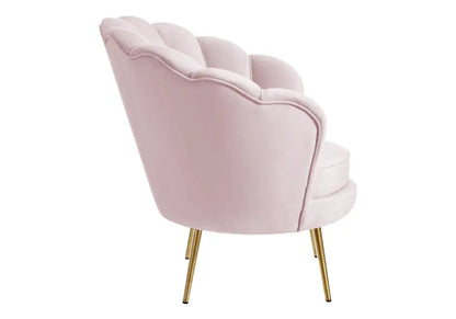 Fauteuil coquillage en rose et pieds dorés | Zelix