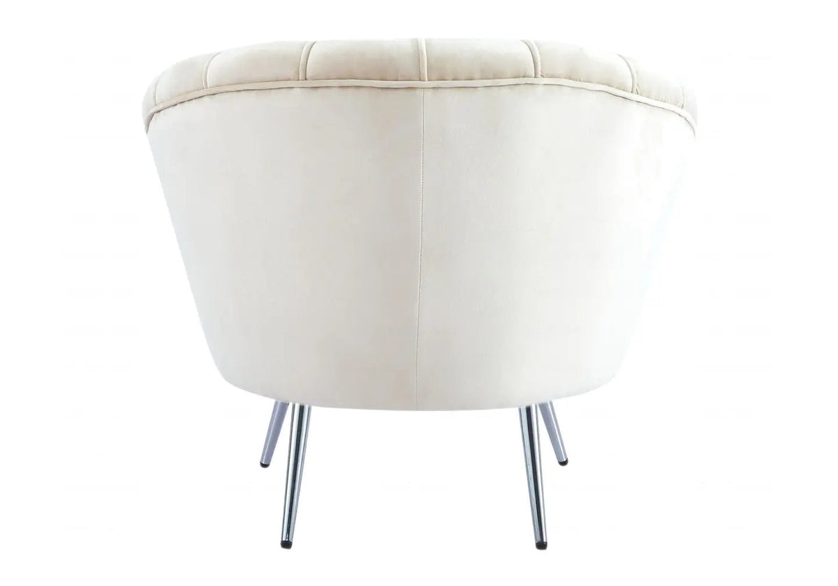 Fauteuil coquillage en beige pieds argentés | Zelix