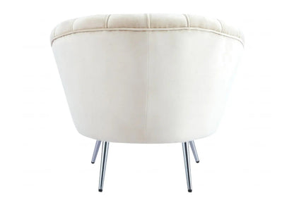 Fauteuil coquillage en beige pieds argentés | Zelix