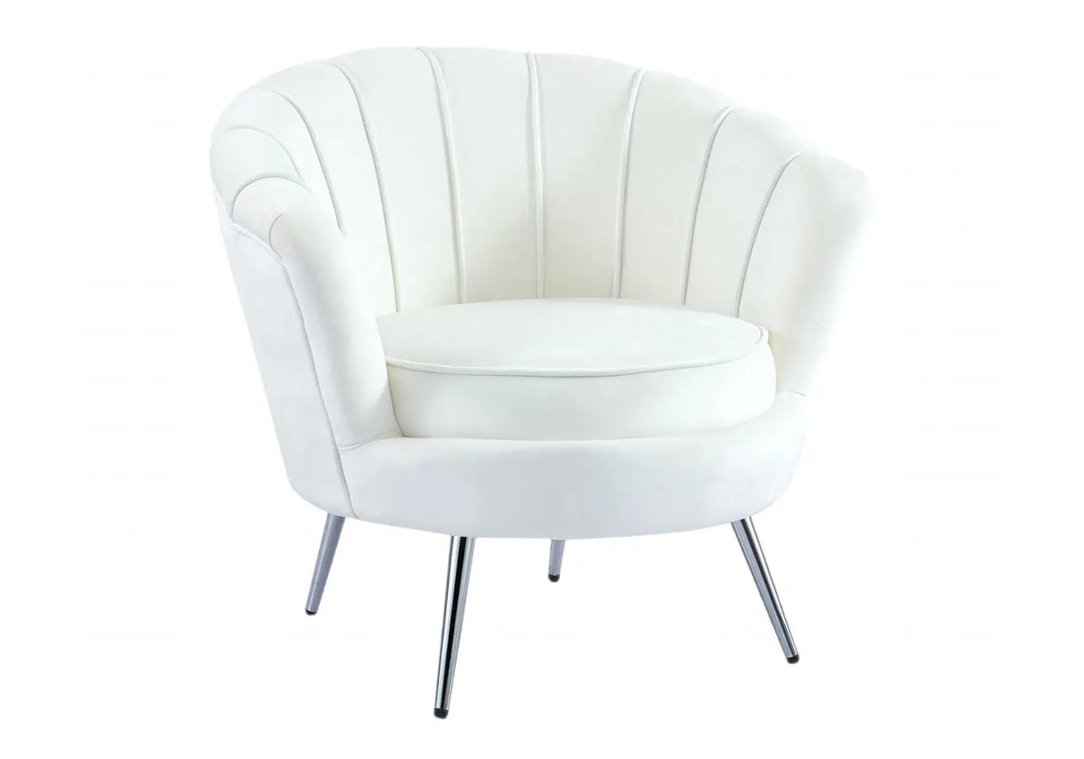 Fauteuil coquillage moderne velours écru | Zelix