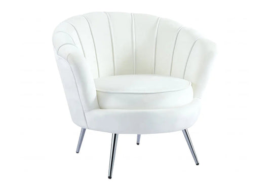 Fauteuil coquillage moderne velours écru | Zelix