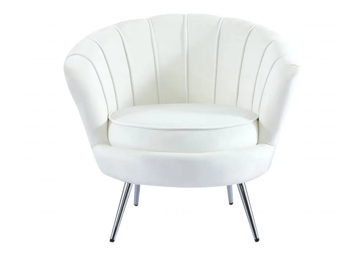 Fauteuil coquillage moderne velours écru | Zelix