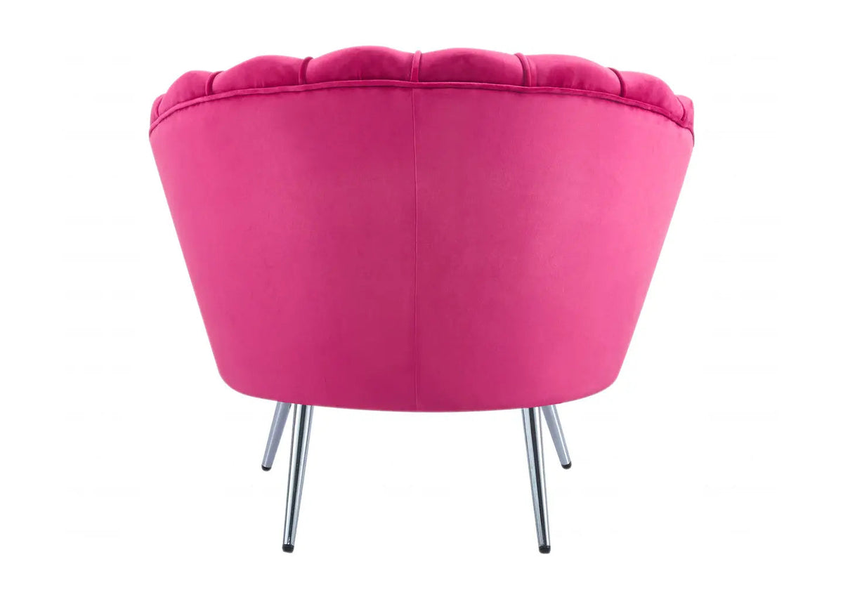 Fauteuil coquillage fuchsia pieds chromés | Zelix