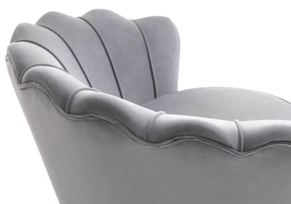 Fauteuil coquillage gris aux pieds argentés | Zelix
