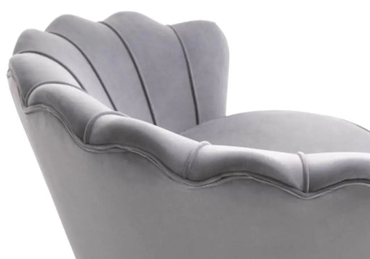 Fauteuil coquillage gris aux pieds argentés | Zelix