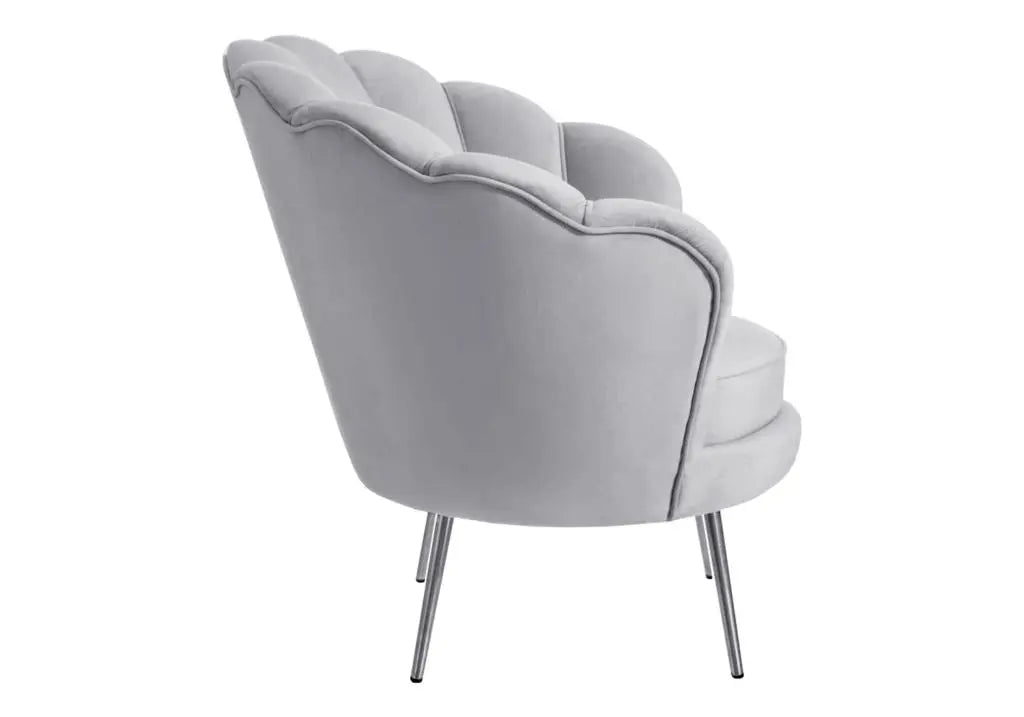 Fauteuil coquillage gris aux pieds argentés | Zelix