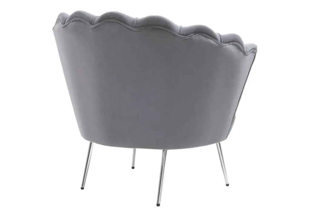 Fauteuil coquillage gris aux pieds argentés | Zelix