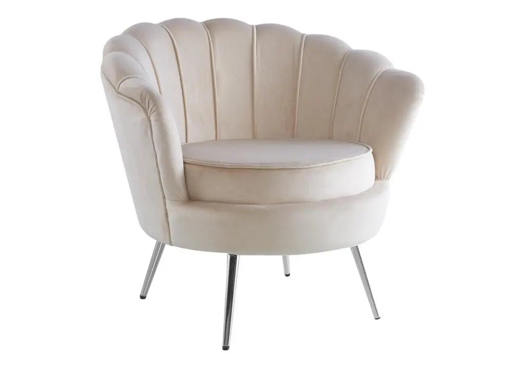 Fauteuil coquillage en moka pieds chromés | Zelix