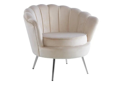 Fauteuil coquillage en moka pieds chromés | Zelix