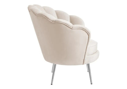 Fauteuil coquillage en moka pieds chromés | Zelix