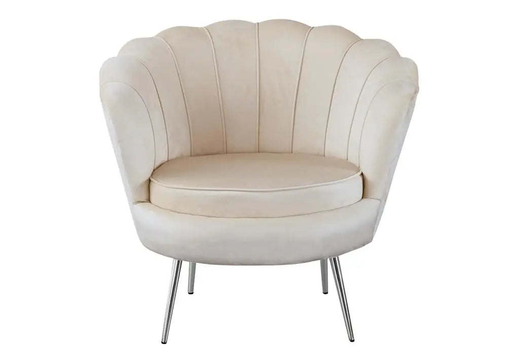 Fauteuil coquillage en moka pieds chromés | Zelix